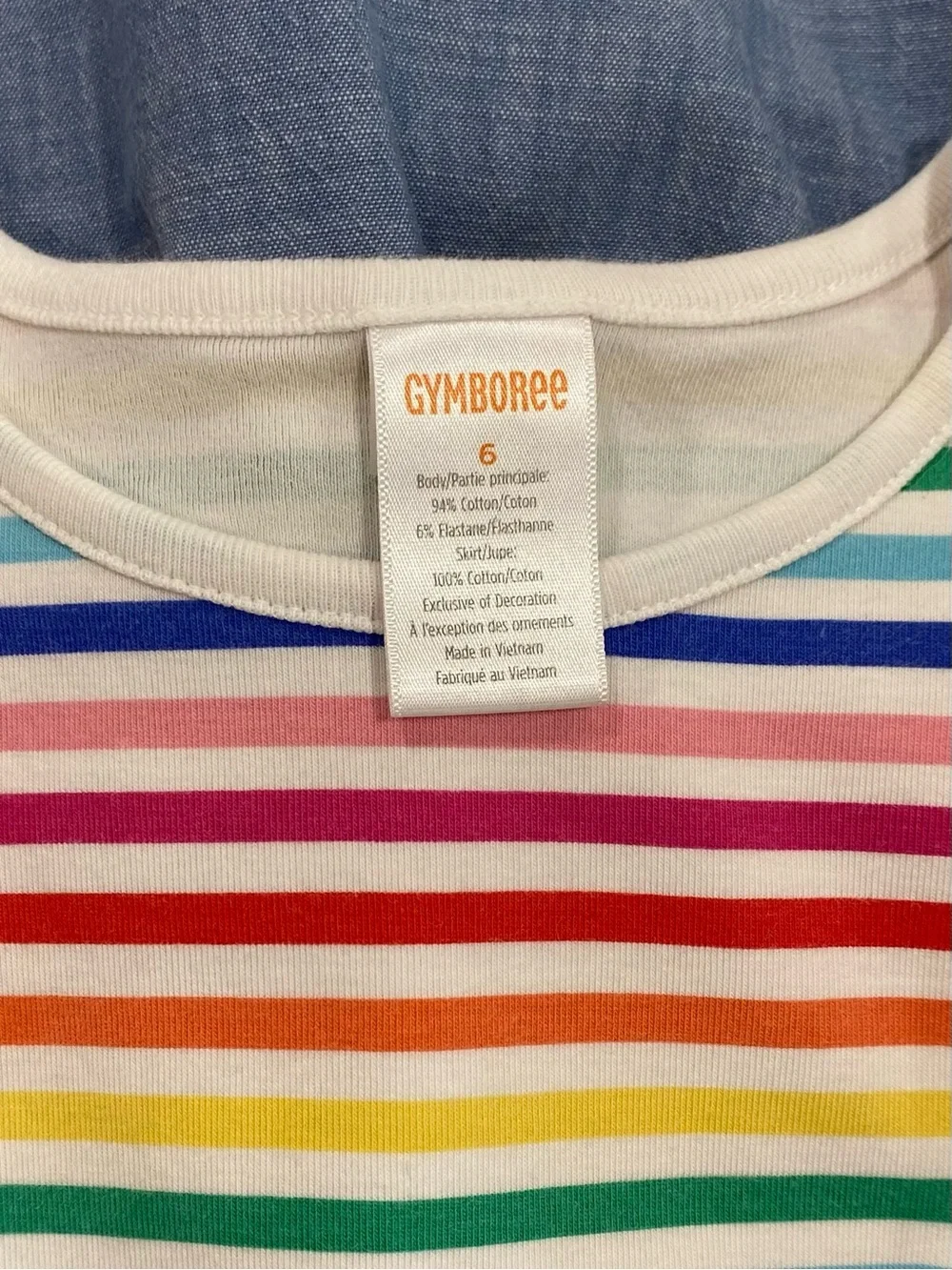 Gymboree Girls Little Essentials Rainbow Stripes Dress 3-piece Set Size 6/7